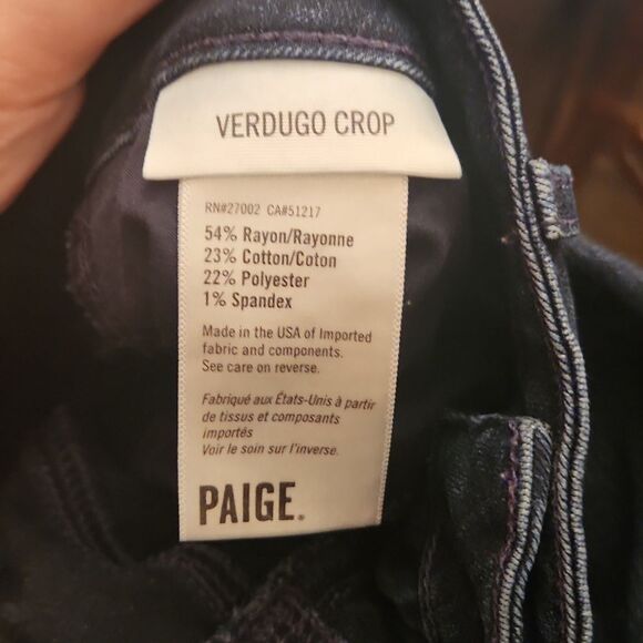 Paige Denim Women's "Verdugo Cropped" Dark Wash Jeans Size 30 US 10 - Picture 9 of 9